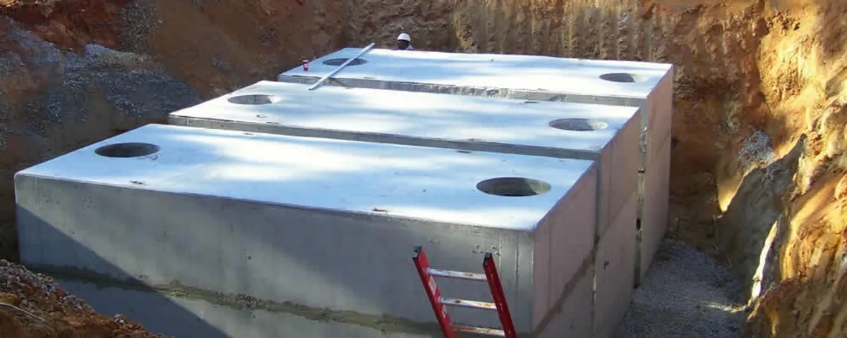 Septic tank installation site with a newly placed concrete tank in Fort Lauderdale, FL